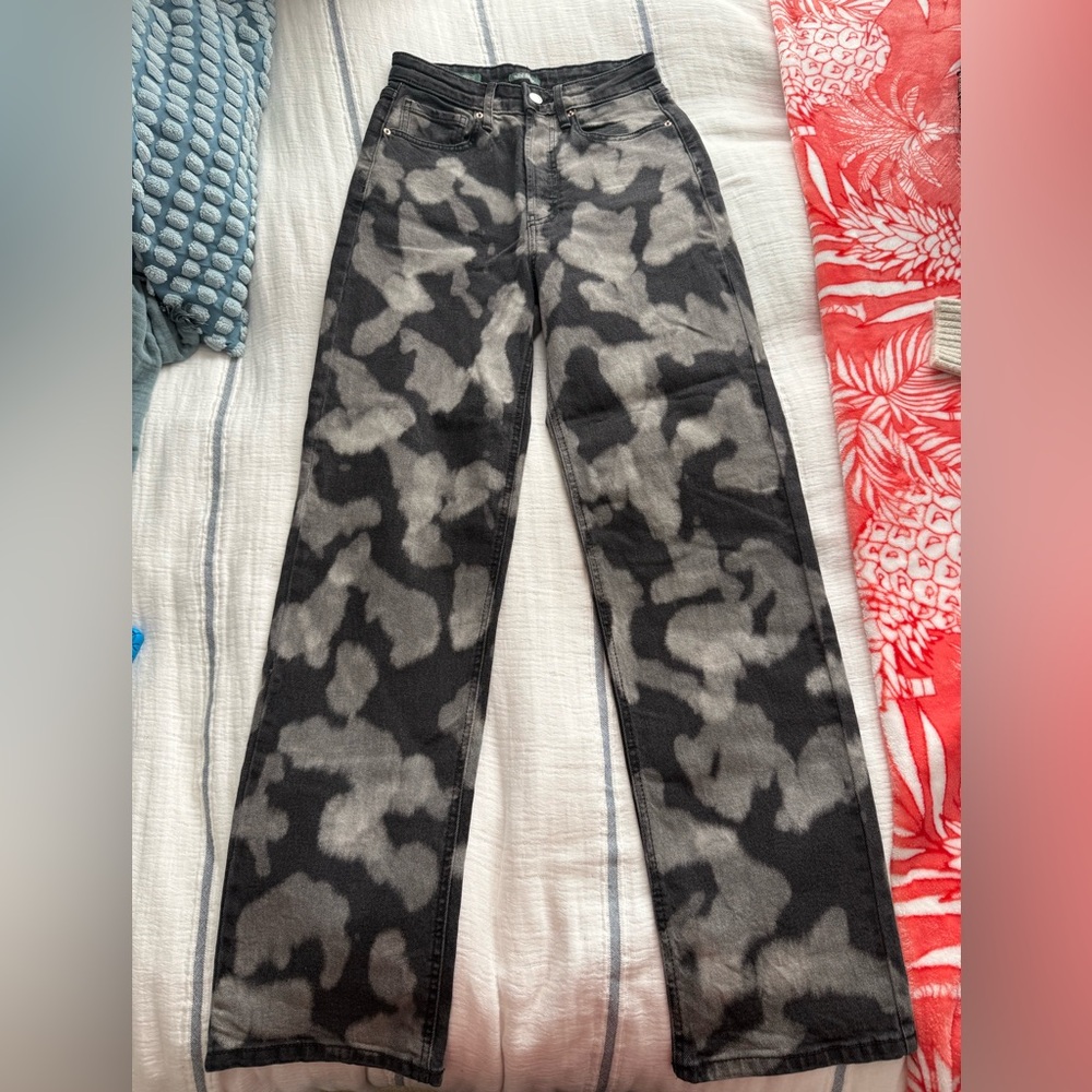 Wild Fable bleach tie dyed black wide leg jeans